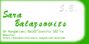 sara balazsovits business card